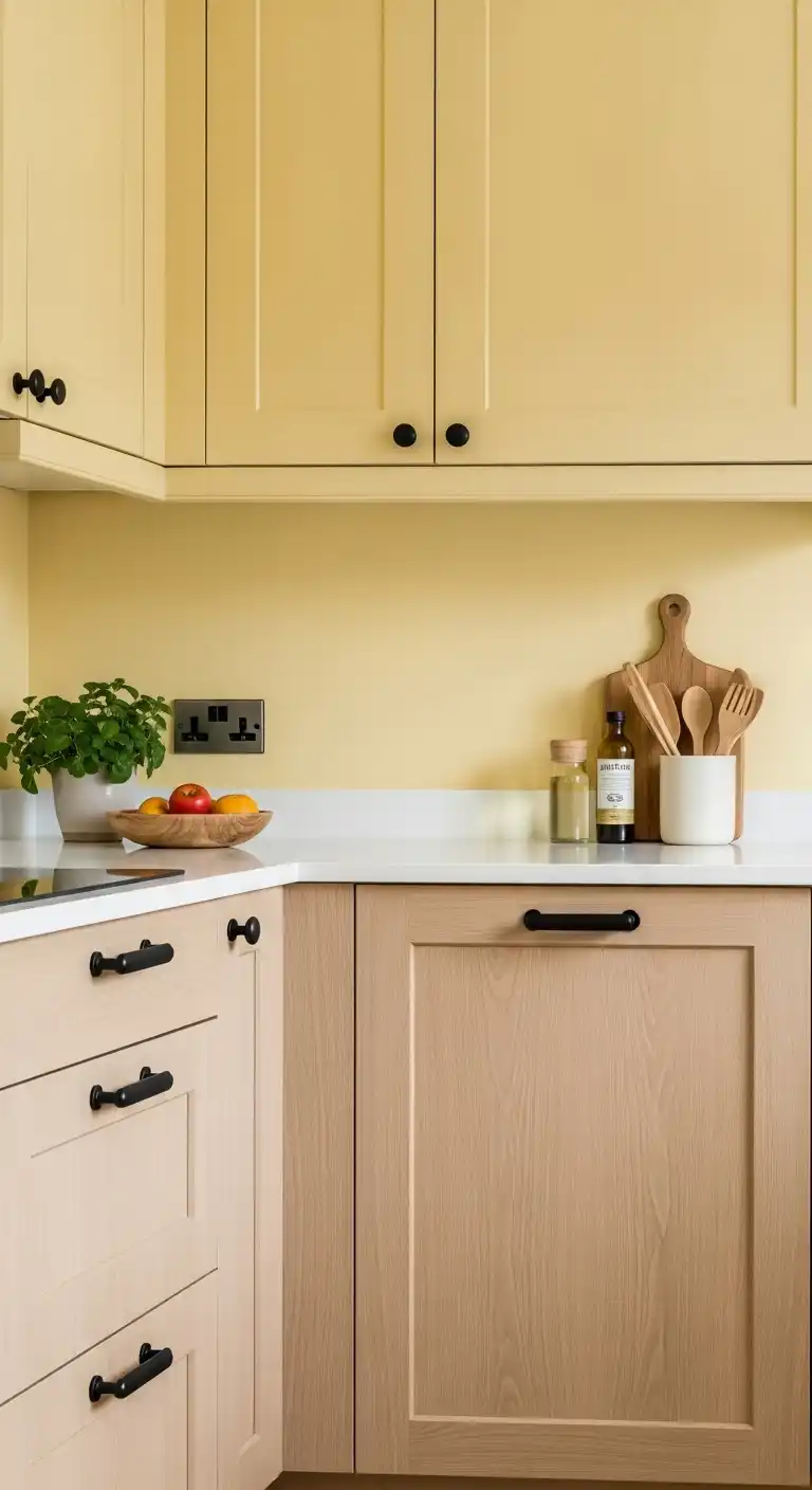 2. Scandinavian-Inspired Black and Yellow Kitchen