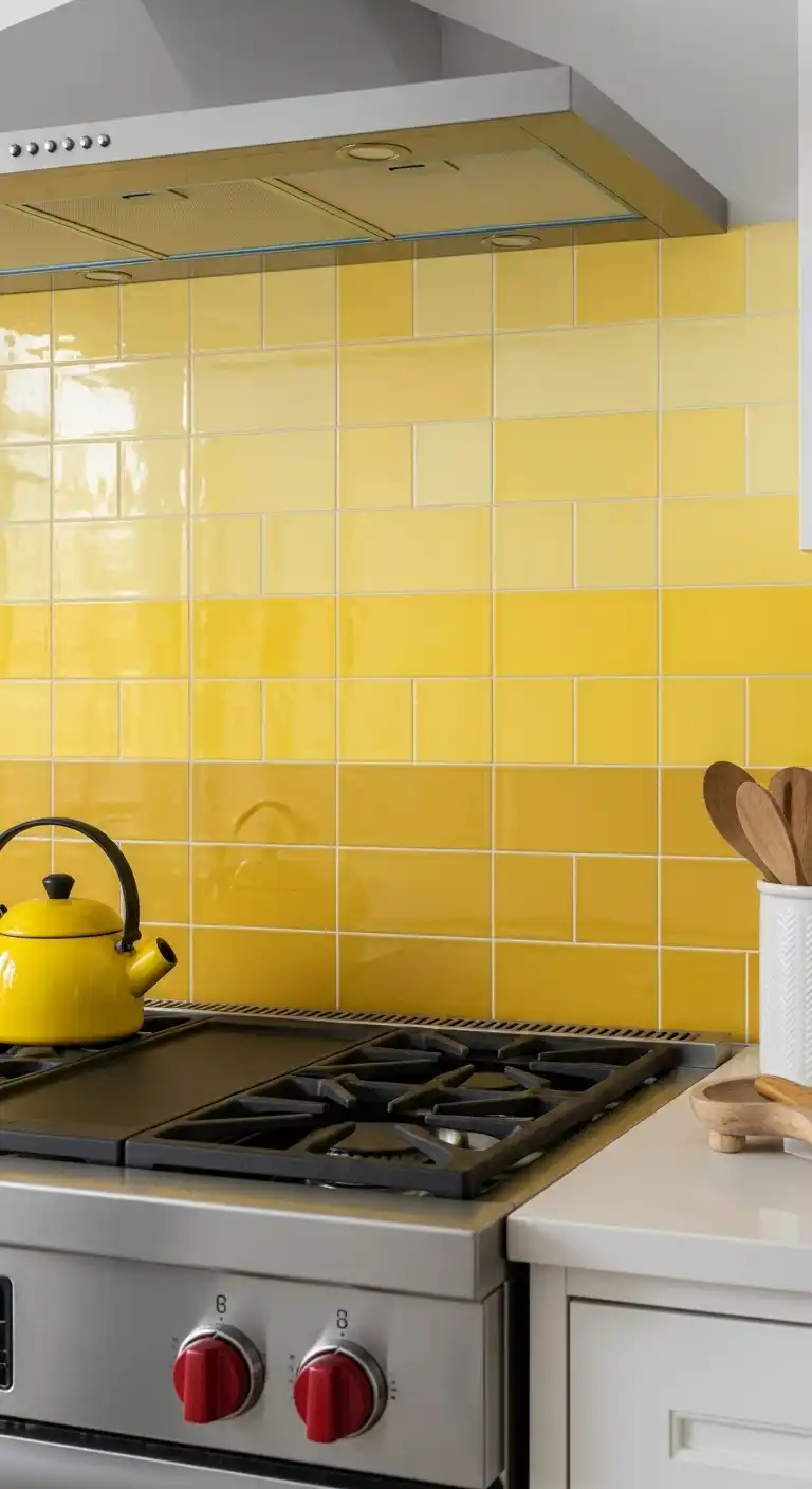 20. A Playful Design with Mixed-Shade Yellow Tiles