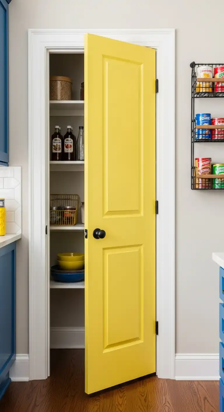 20. A Pop of Color on the Pantry Door