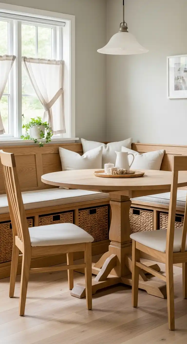 20. Corner Dining Table with Under-Bench Storage Baskets