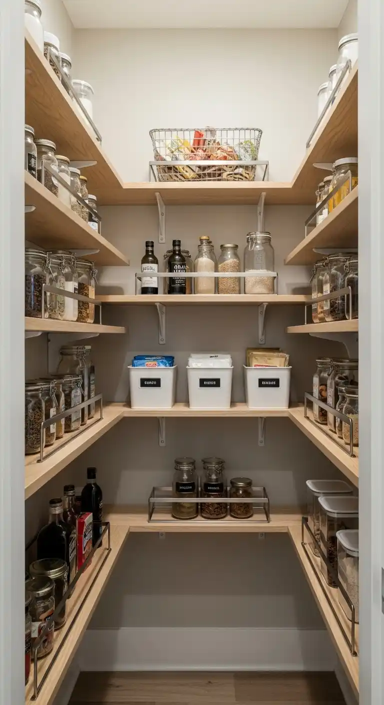 20. Mount Floating Shelves Inside Pantry Walls