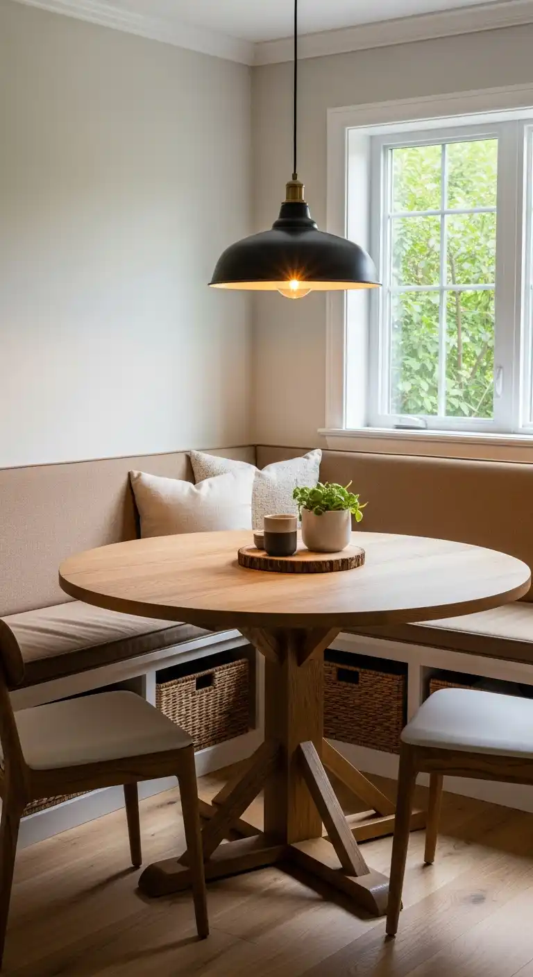 20. Under-Bench Basket Storage Corner Dining Table Nook