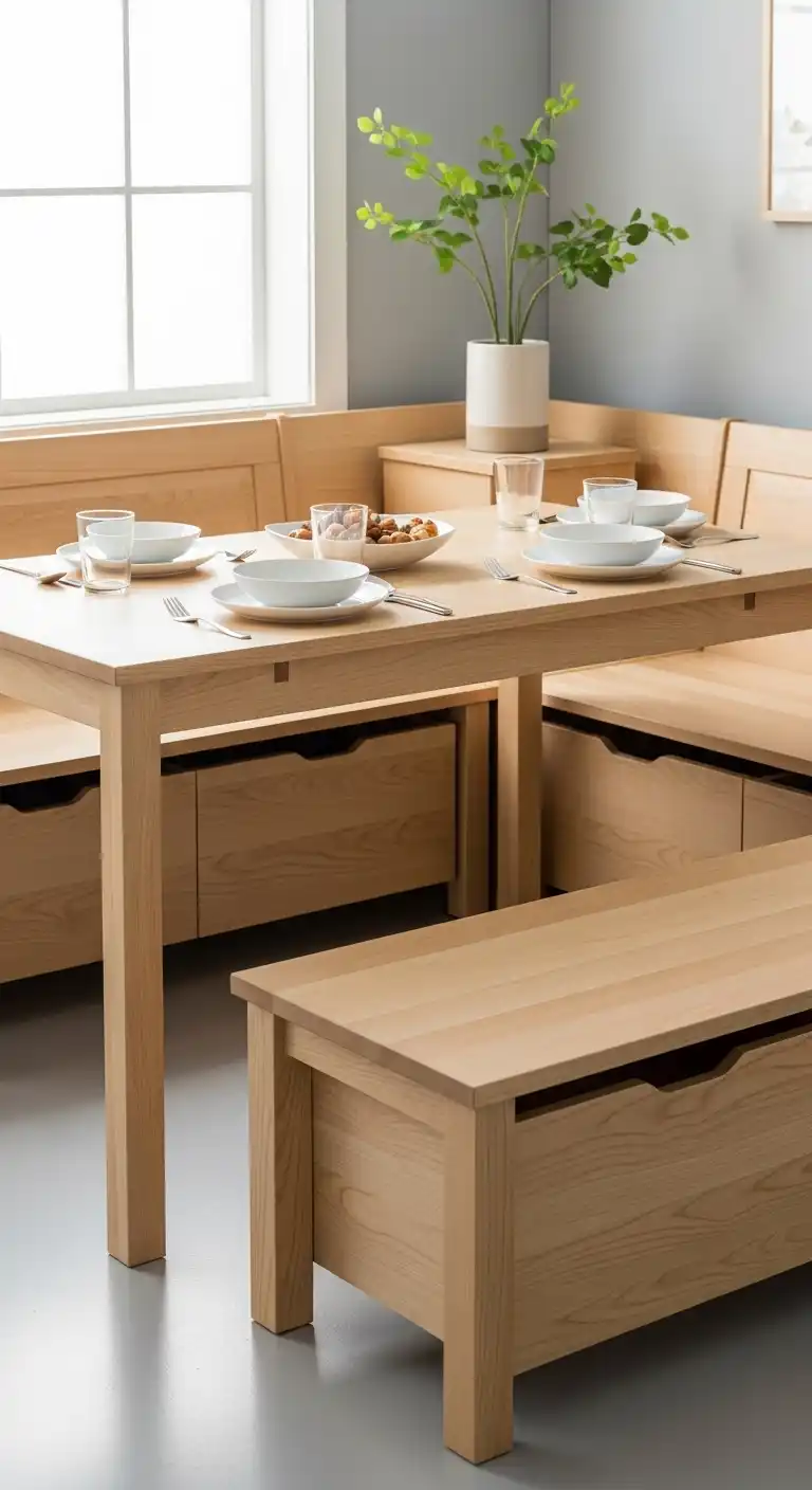 21. Corner Dining Table with Bench and Storage Drawers