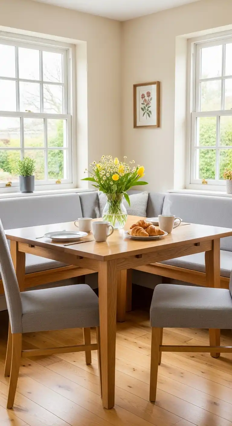 22. Corner Dining Table with Bench for Breakfast Nooks