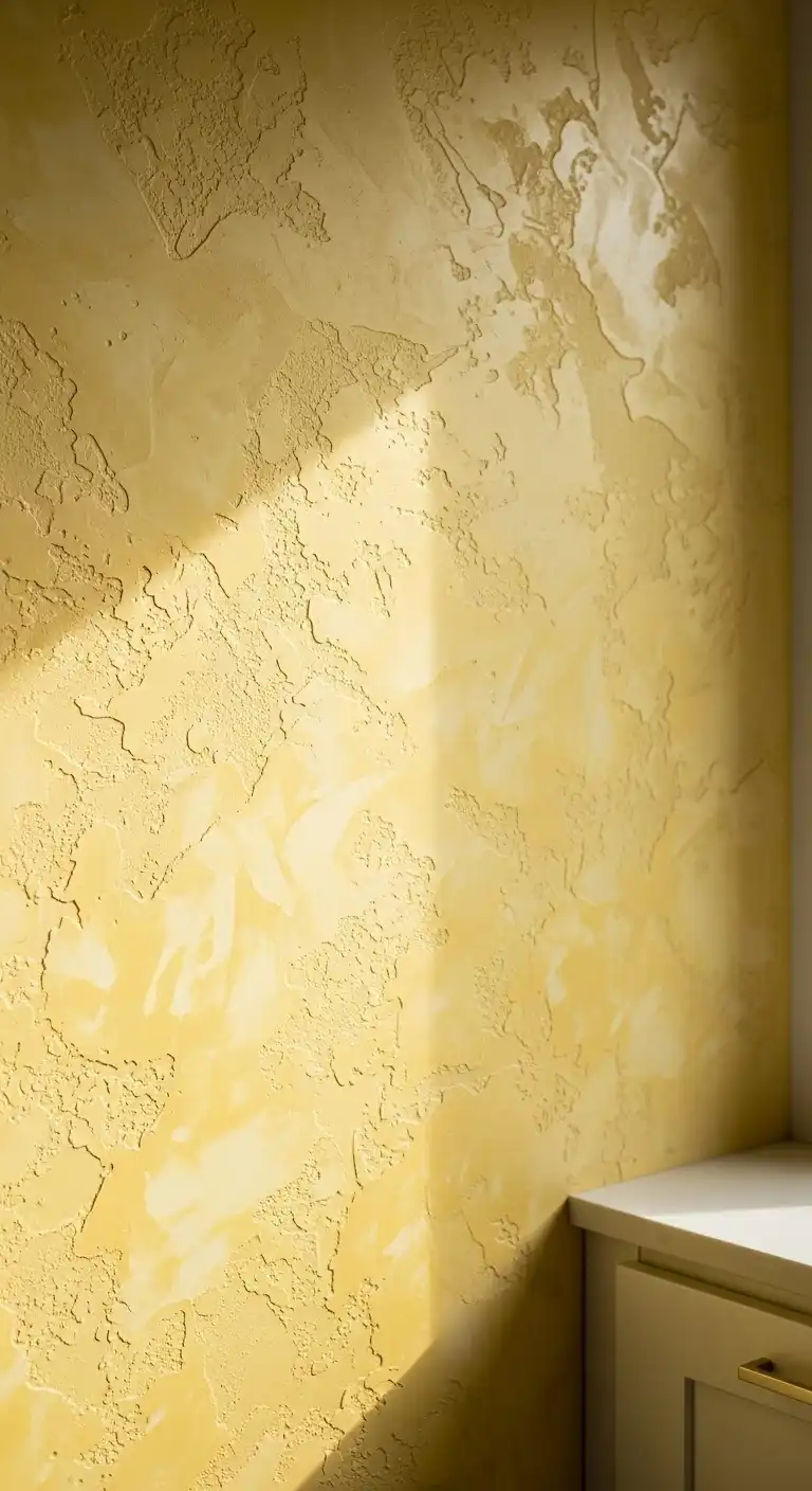 22. Textured Walls in Pastel Yellow