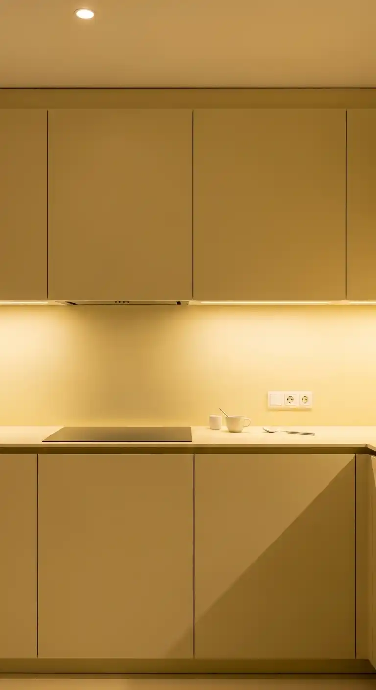24. A Minimalist Light Yellow Kitchen