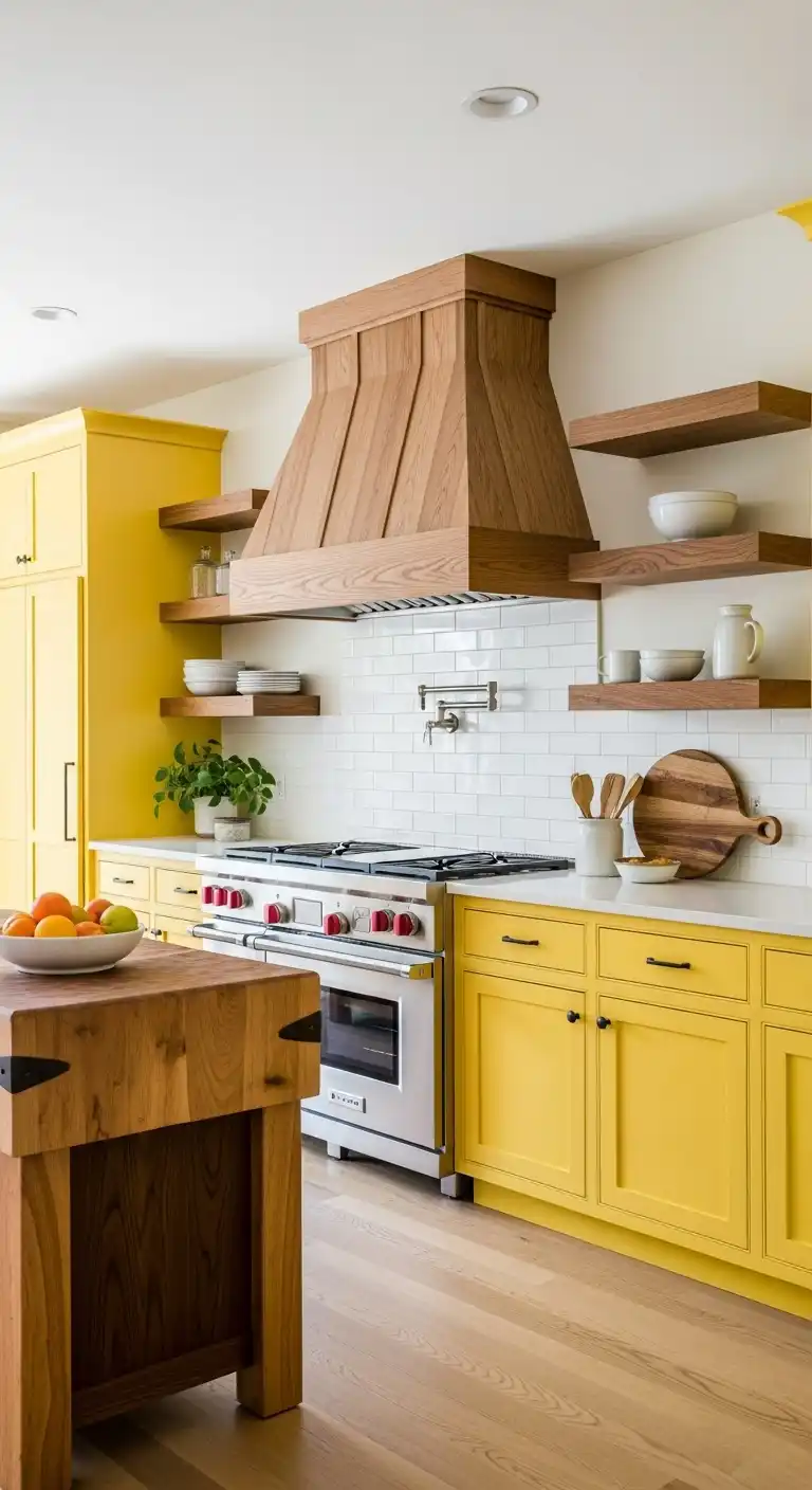24. Combination of Yellow and a Single Wood Accent