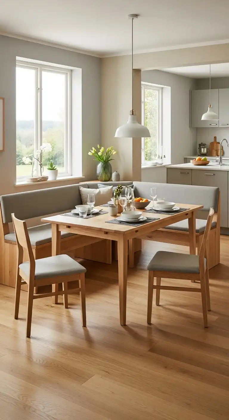 25. Corner Dining Table with Bench for Open-Plan Spaces