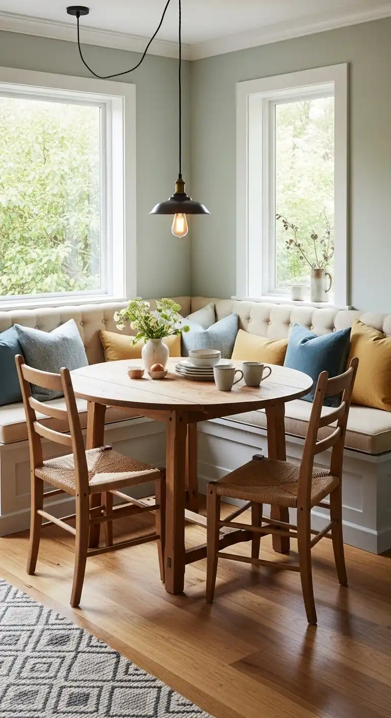 26. Cozy Corner Dining Table Nook for Kitchens