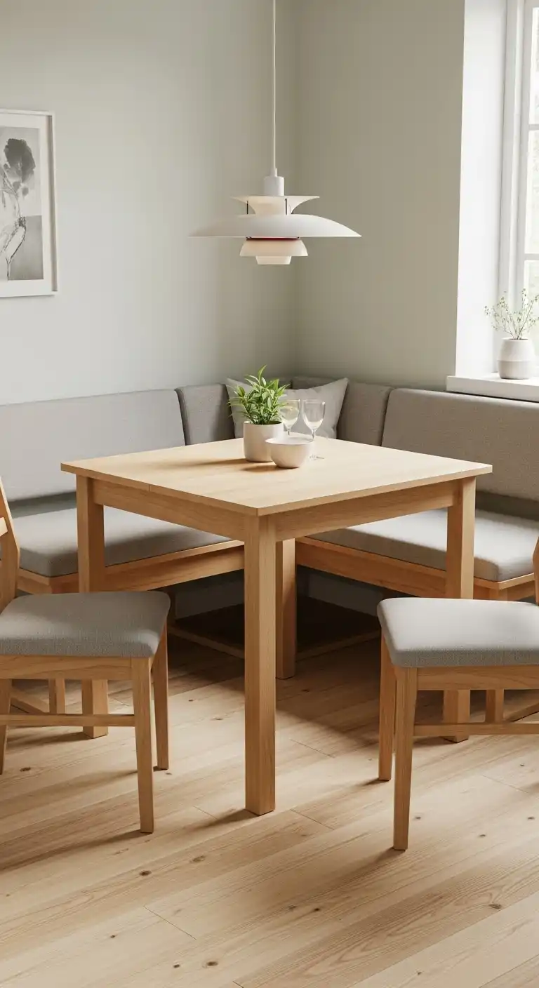 28. Modern Compact Corner Dining Table with Bench