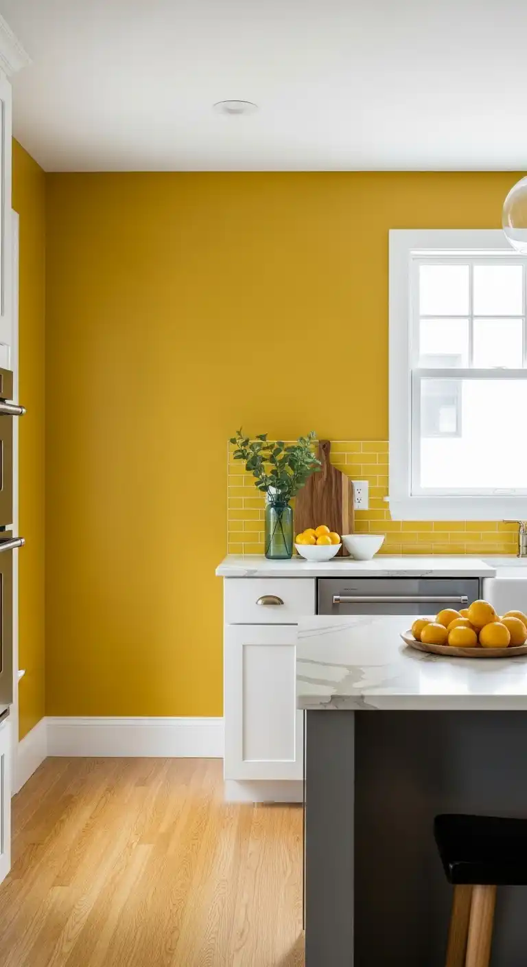 3. Mustard Yellow Kitchen Walls