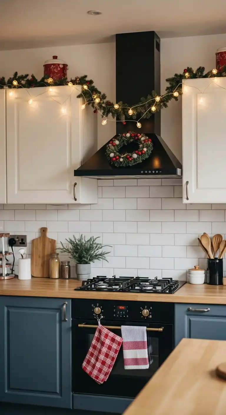 5. String Lights Above Cabinets