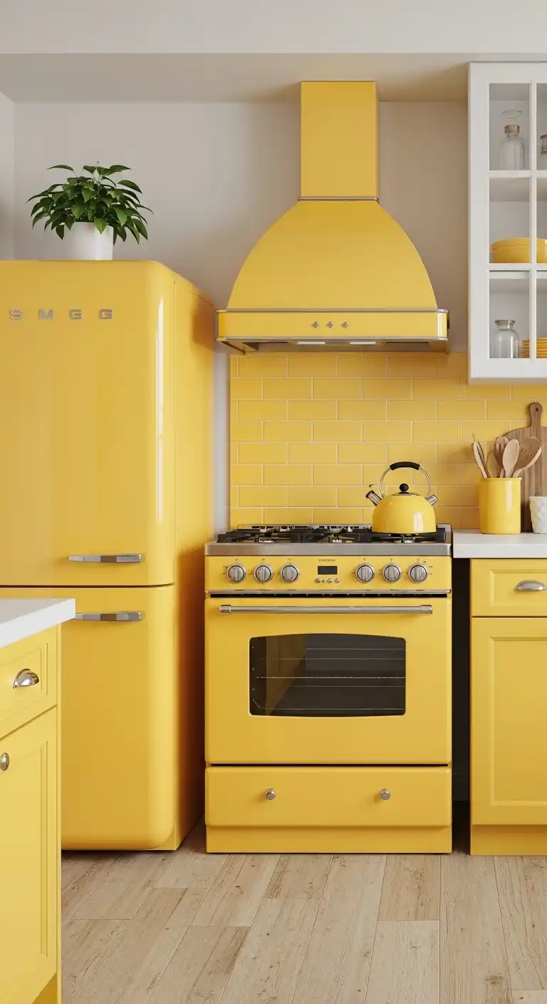 5. Vintage Yellow Kitchen Appliances