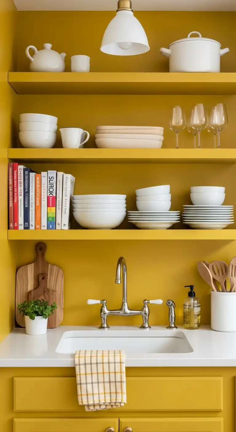 6. A Pop of Color on Shelving