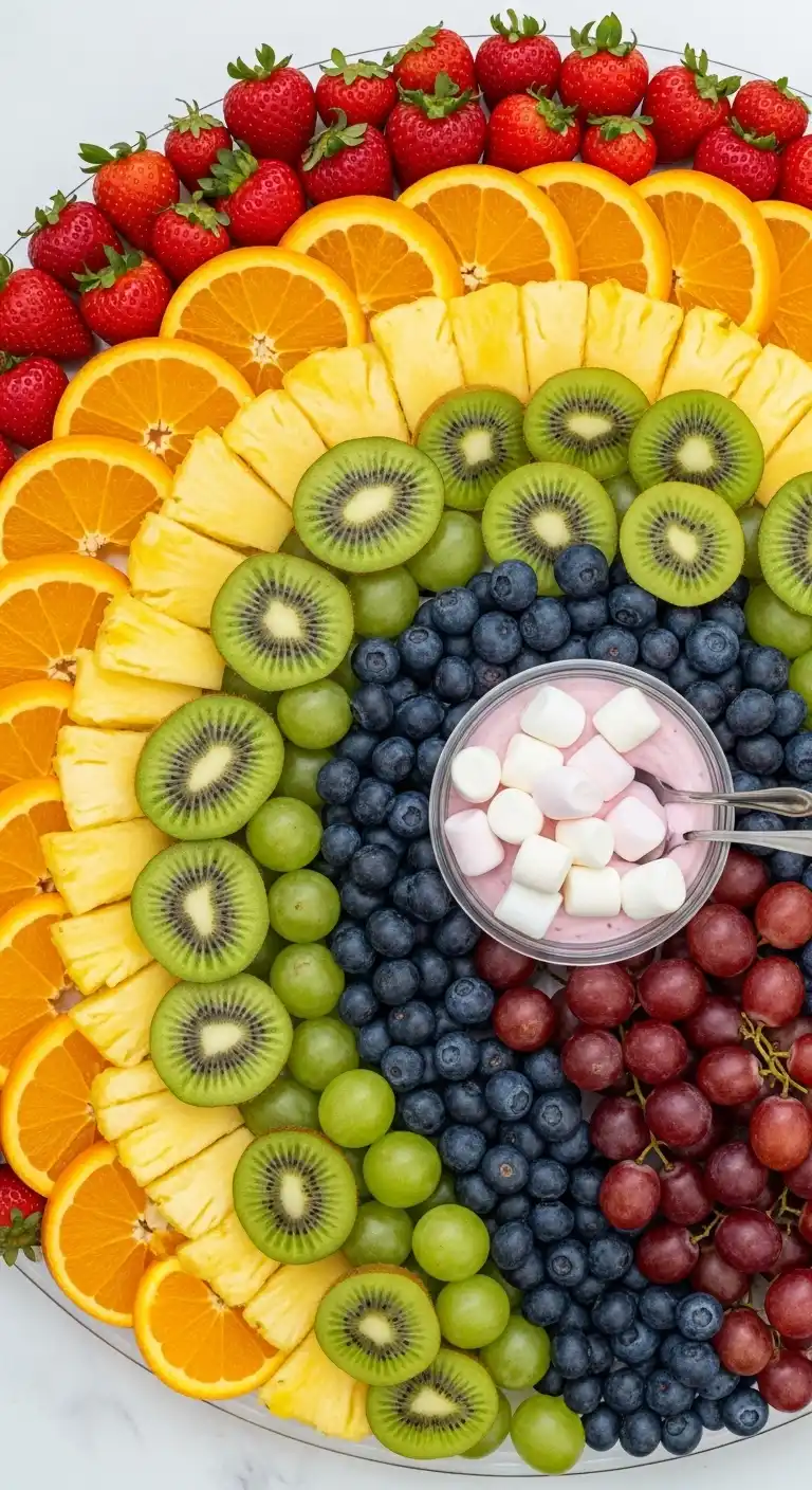 6. Bright and Colorful Rainbow Fruit Platter