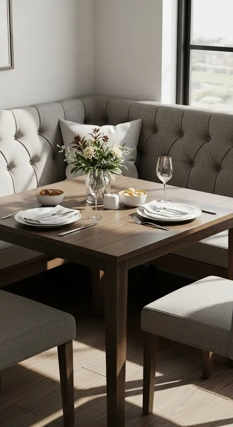 6. Corner Dining Table with Upholstered Bench
