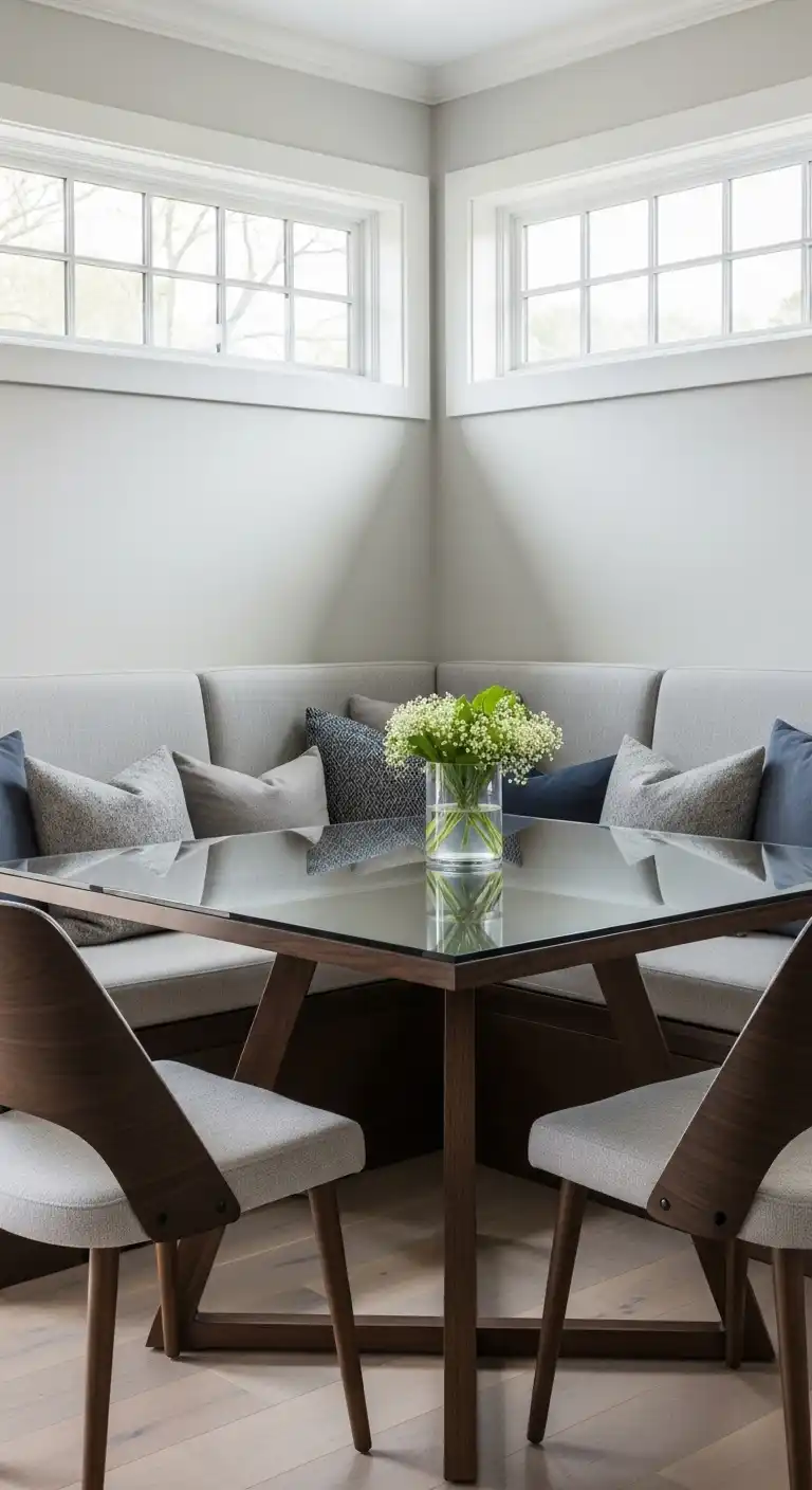 6. Glass Top Corner Dining Table Nook