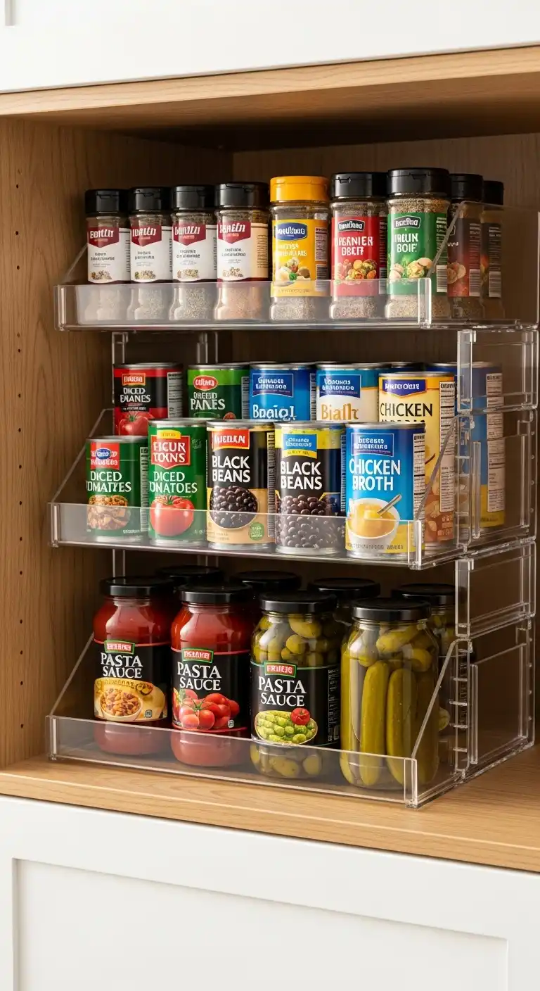6. Try Tiered Shelf Organizers