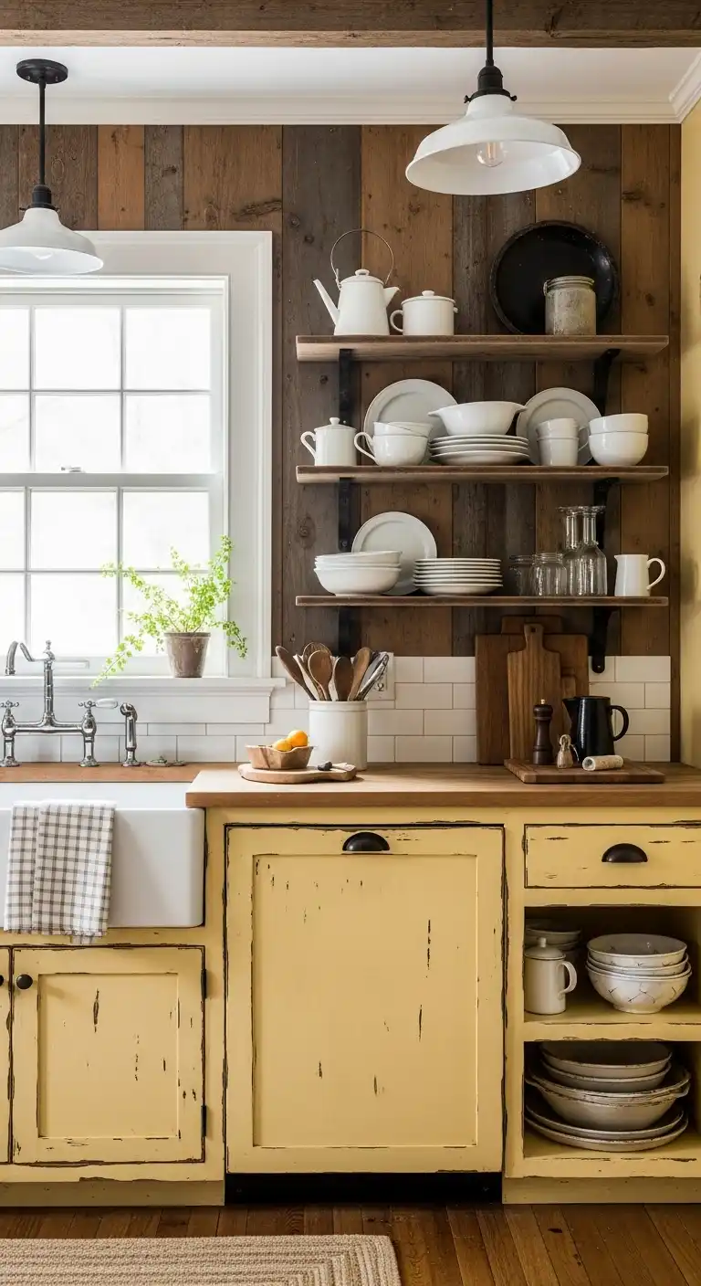 6. Vintage Charm with Distressed Yellow