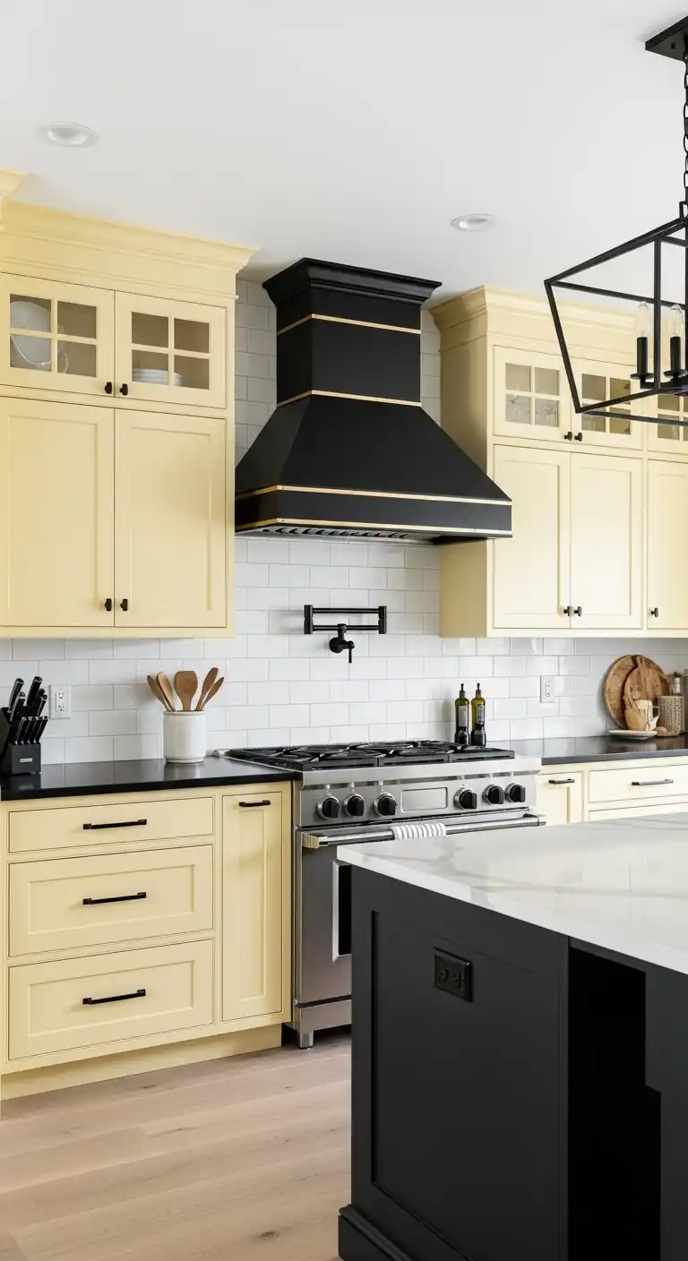 7. Bold and Beautiful Pale Yellow with Black Accents