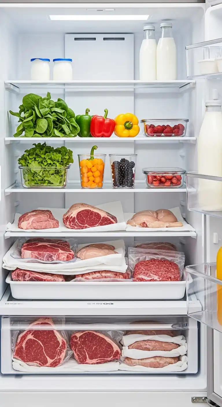 7. Store Meat on the Bottom Shelf