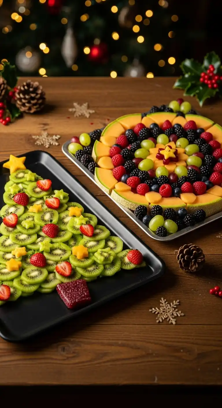 8. Christmas Tree Kiwi and Strawberry Display