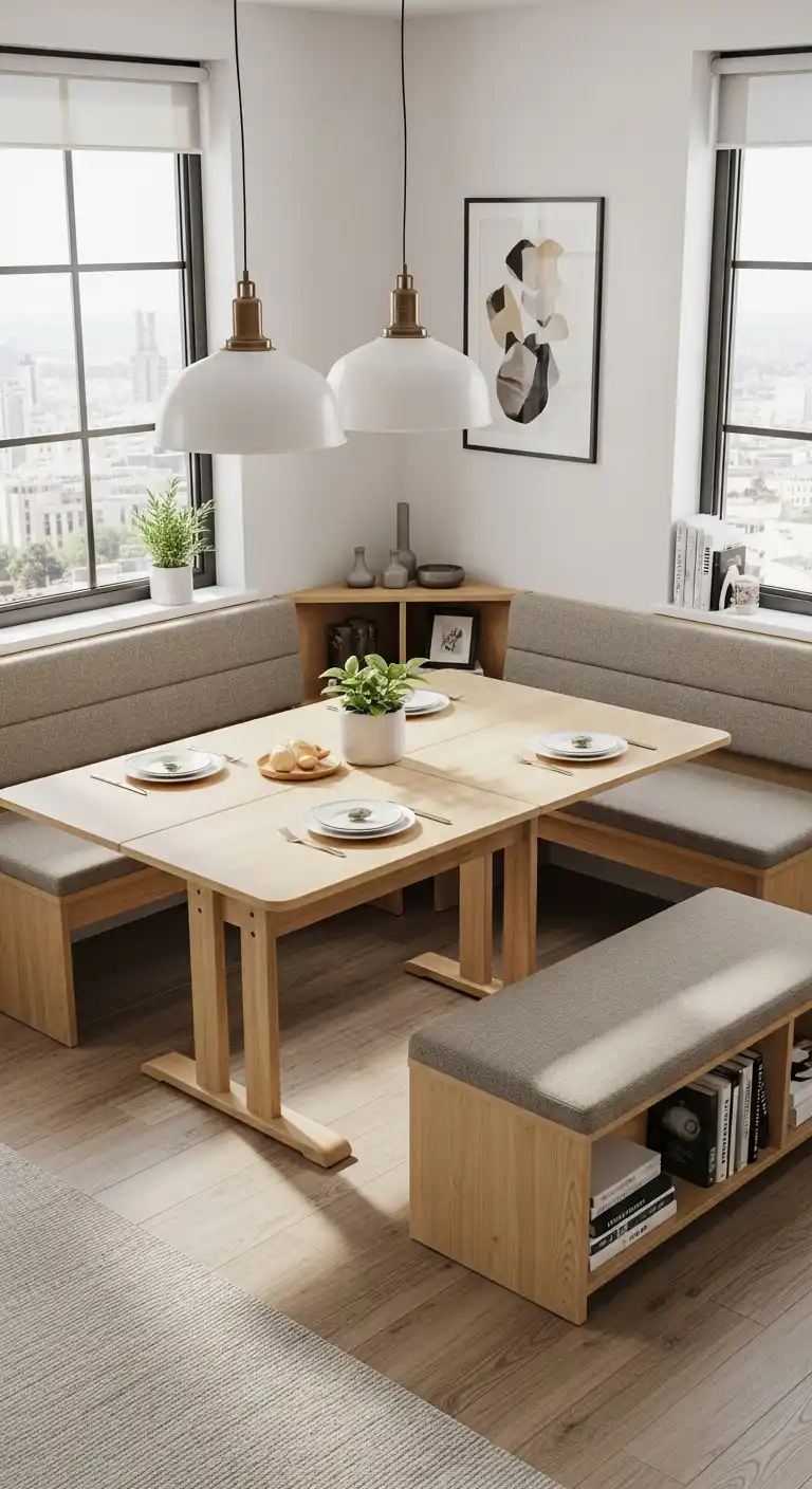 8. Convertible Corner Dining Table Nook