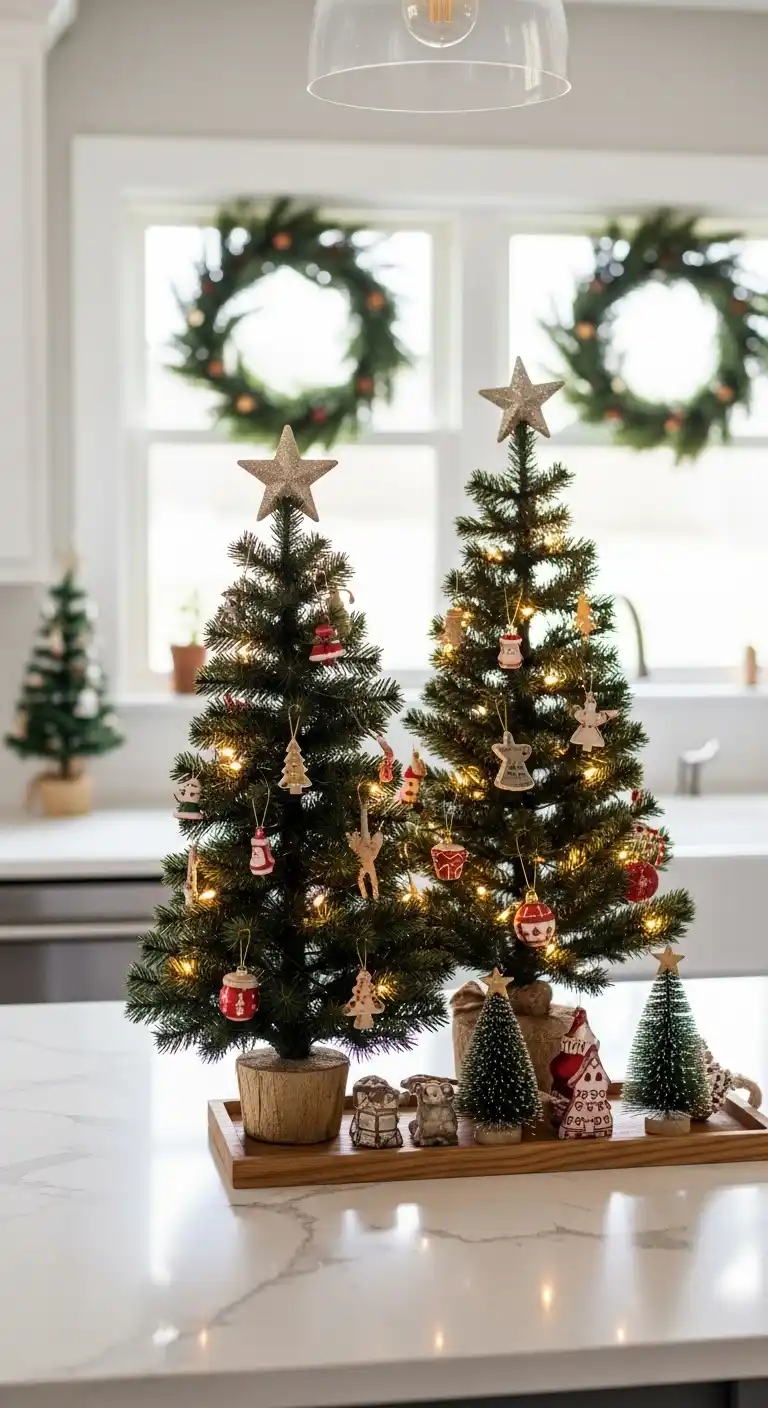 8. Miniature Christmas Trees on Countertops