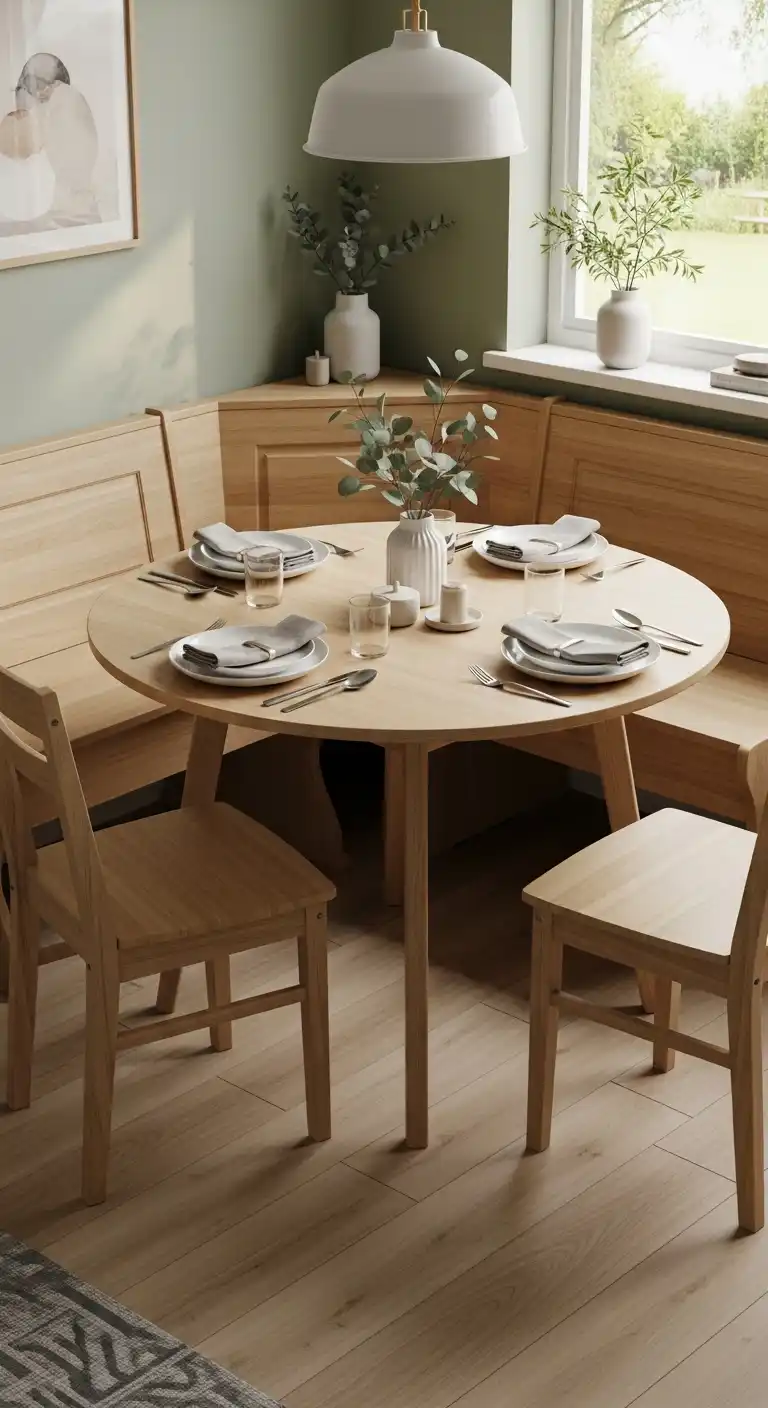8. Round Corner Dining Table with Bench