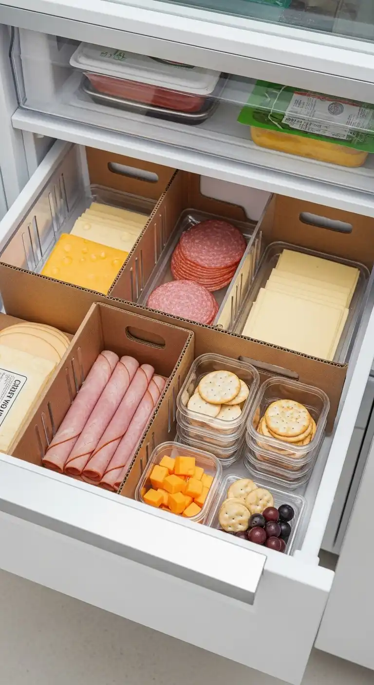8. Use Drawer Dividers for Deli Meats and Cheeses