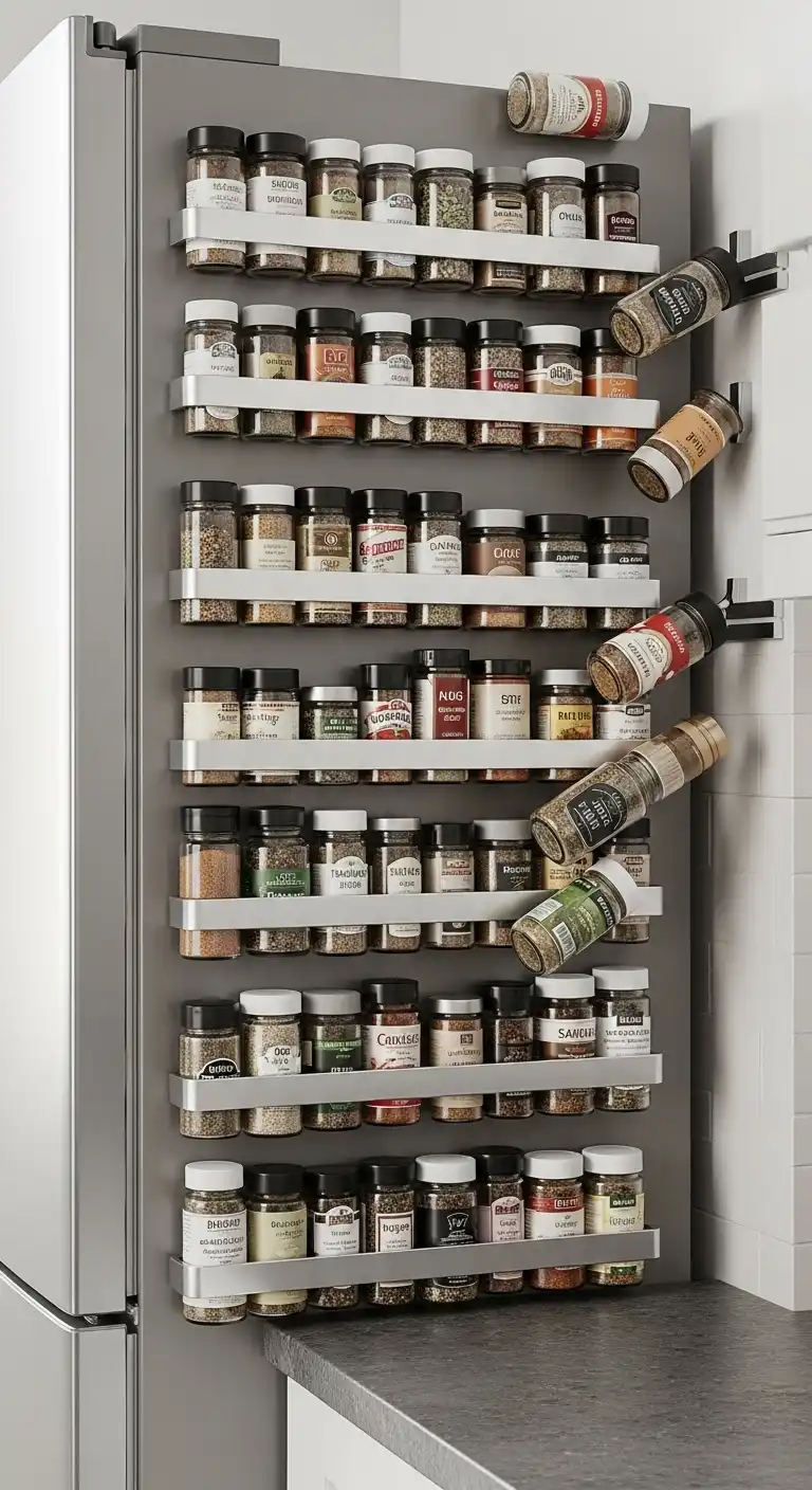 8. Use Magnetic Spice Racks