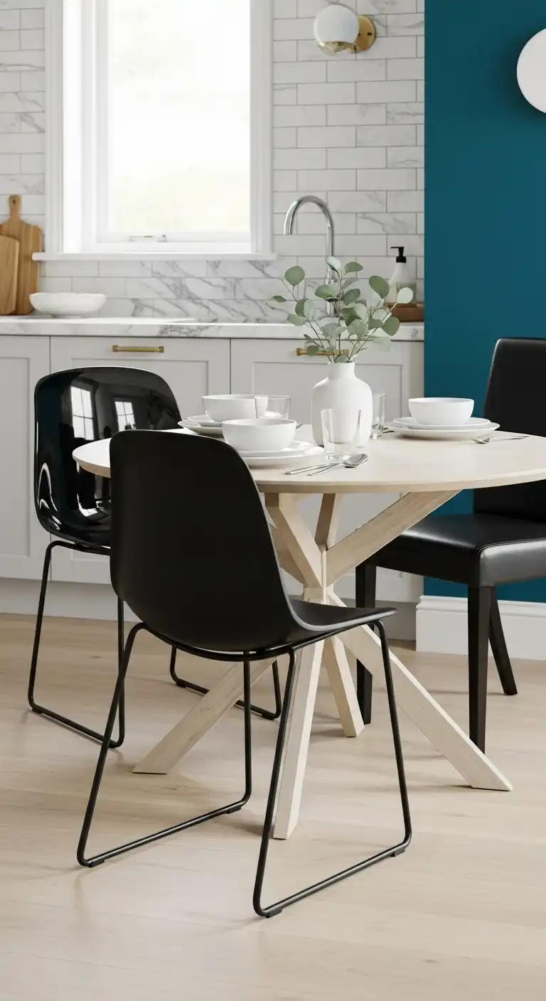 9. Black Dining Chairs in Kitchen Nook
