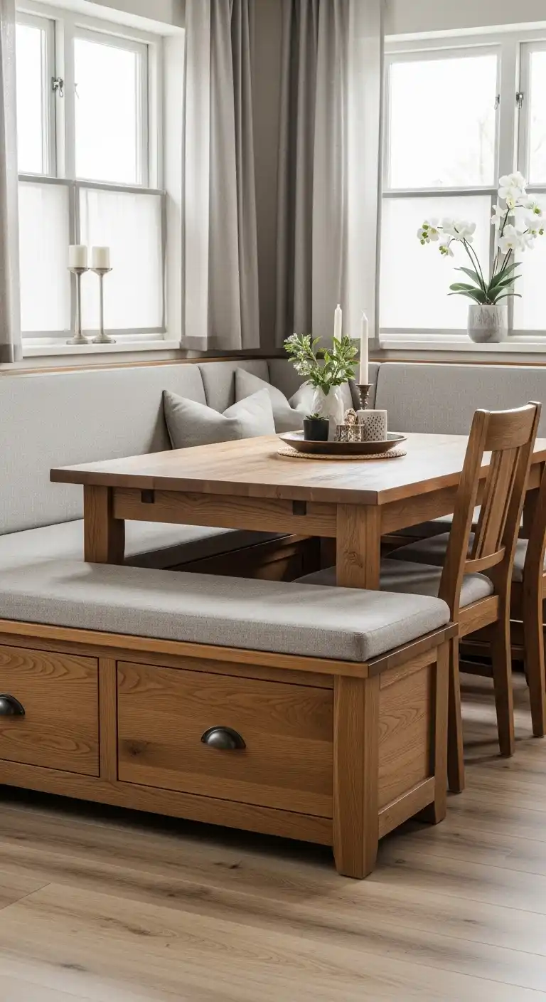 9. Corner Dining Table Nook with Drawers