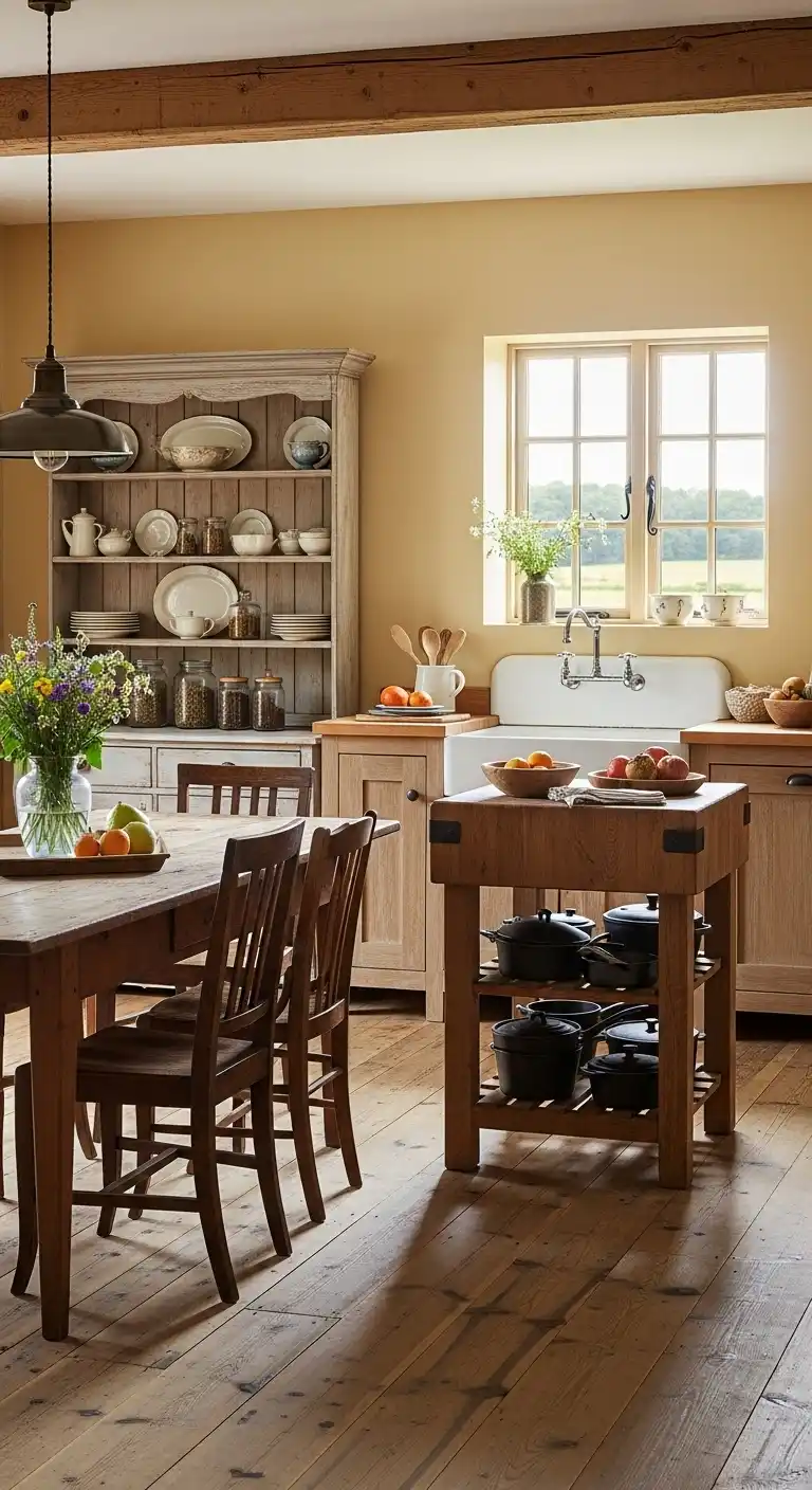 9. Rustic Country Unfitted Kitchen