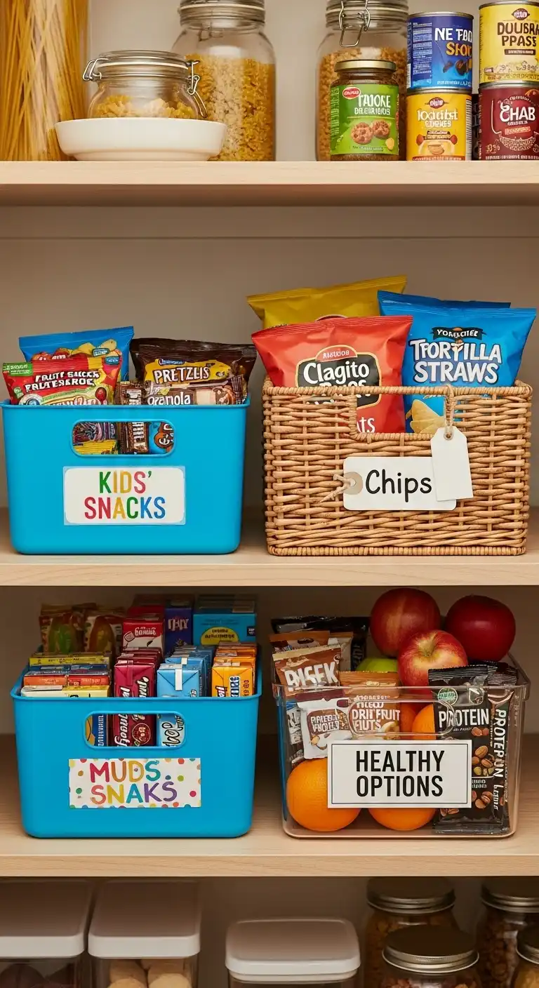 9. Snack Bins for Family-Friendly Storage