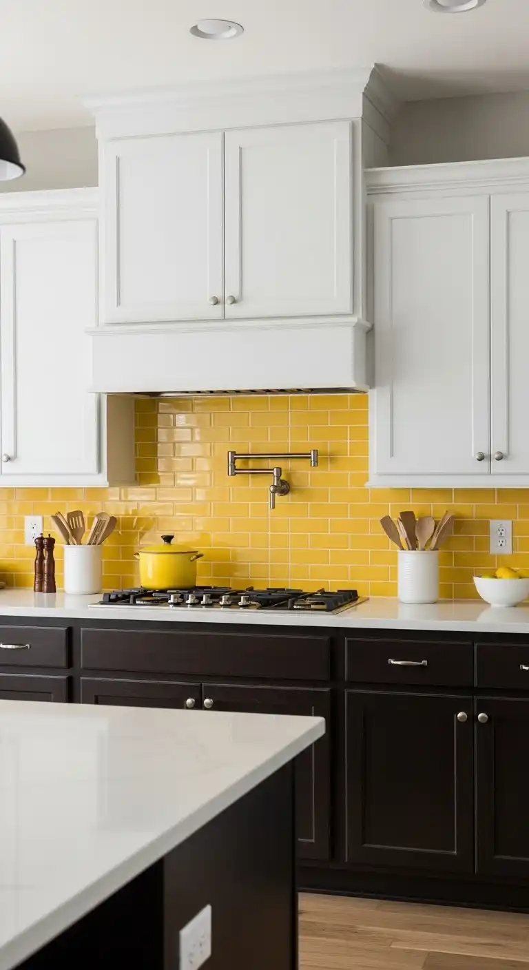 How to Pair a Yellow Backsplash with Kitchen Colors and Finishes