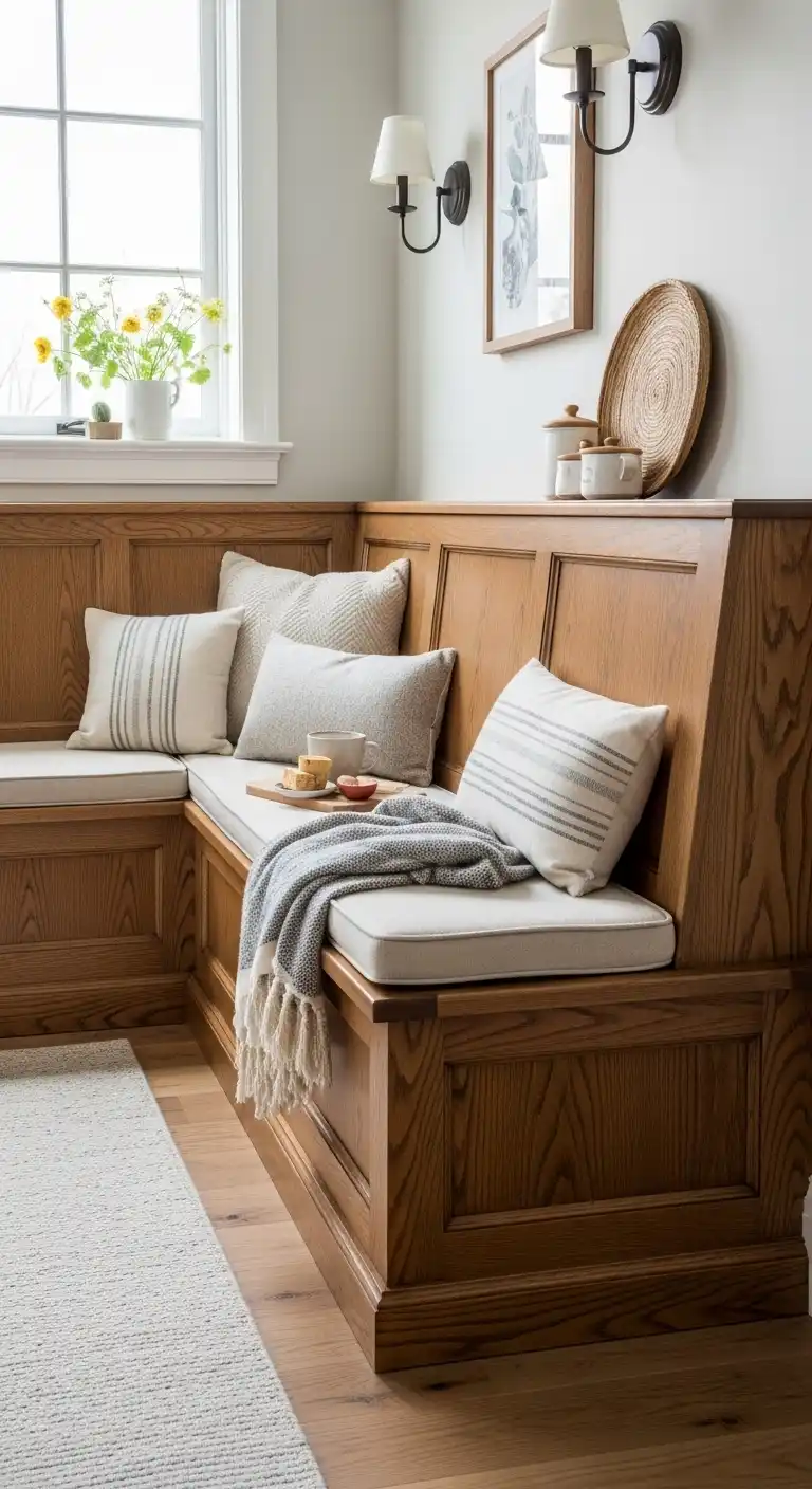 1. Built-in Corner Wooden Bench