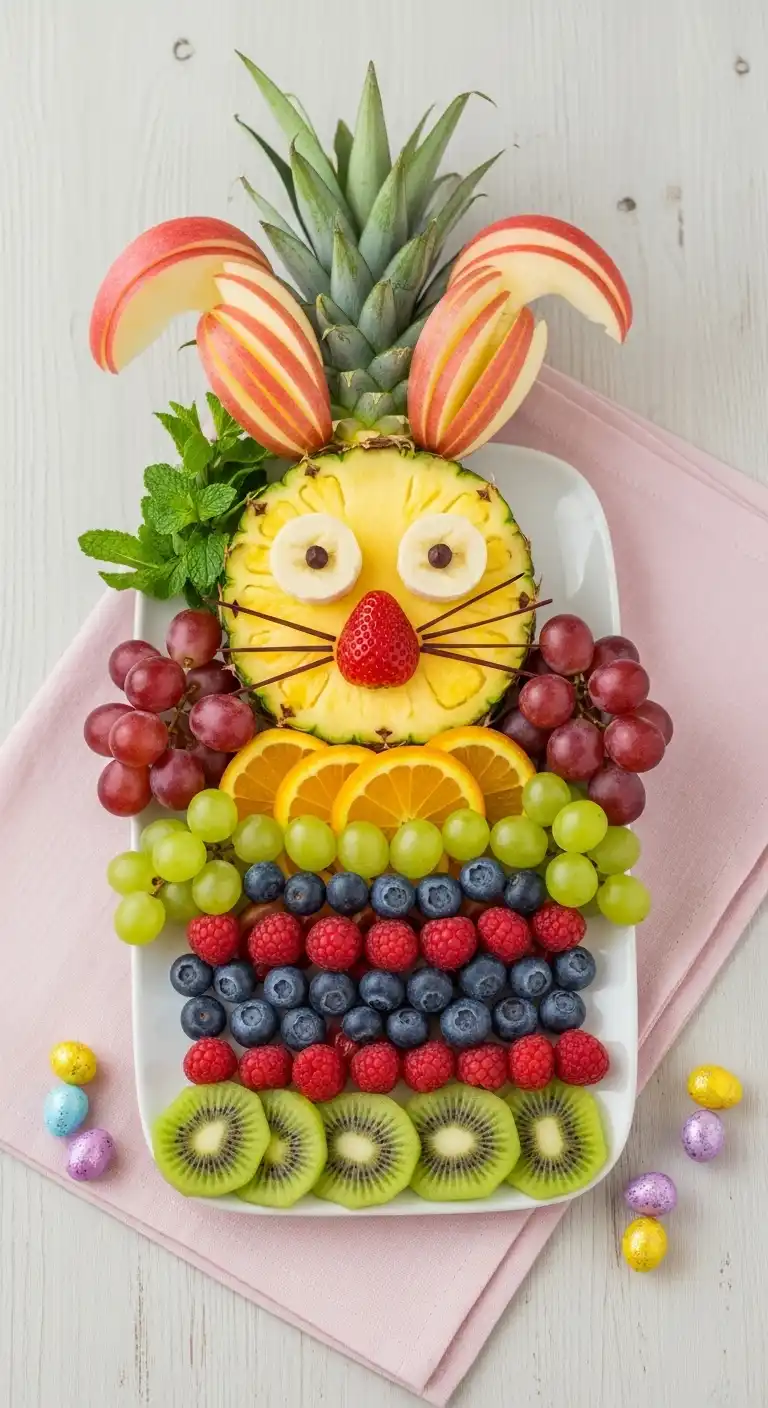 1. Bunny-Shaped Fruit Tray for Easter