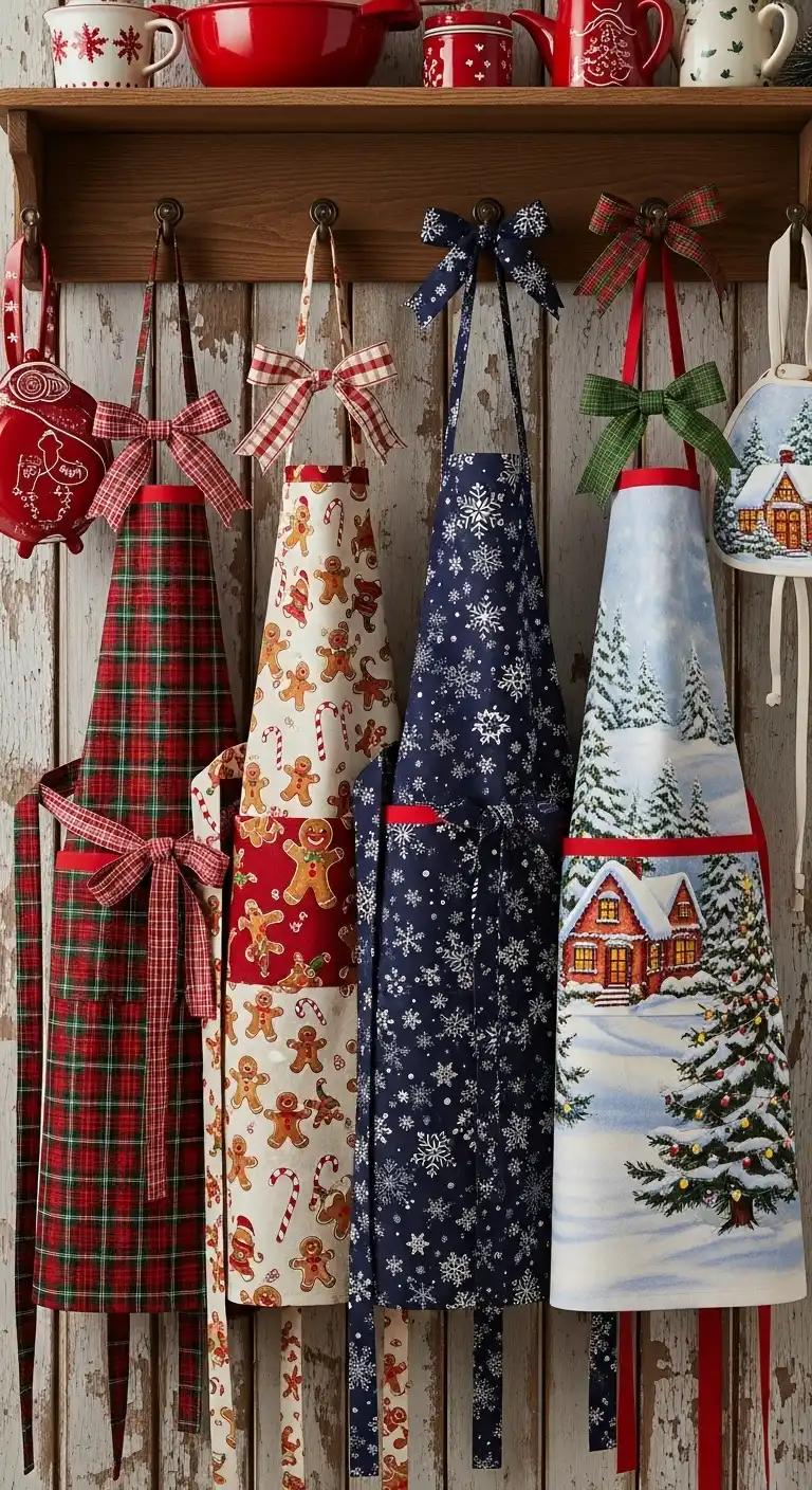 1. Festive Aprons with Holiday Patterns