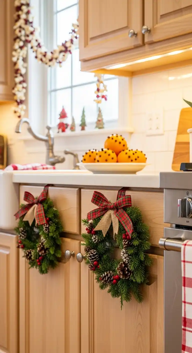 1. Handmade Mini Wreaths for Cabinet Doors