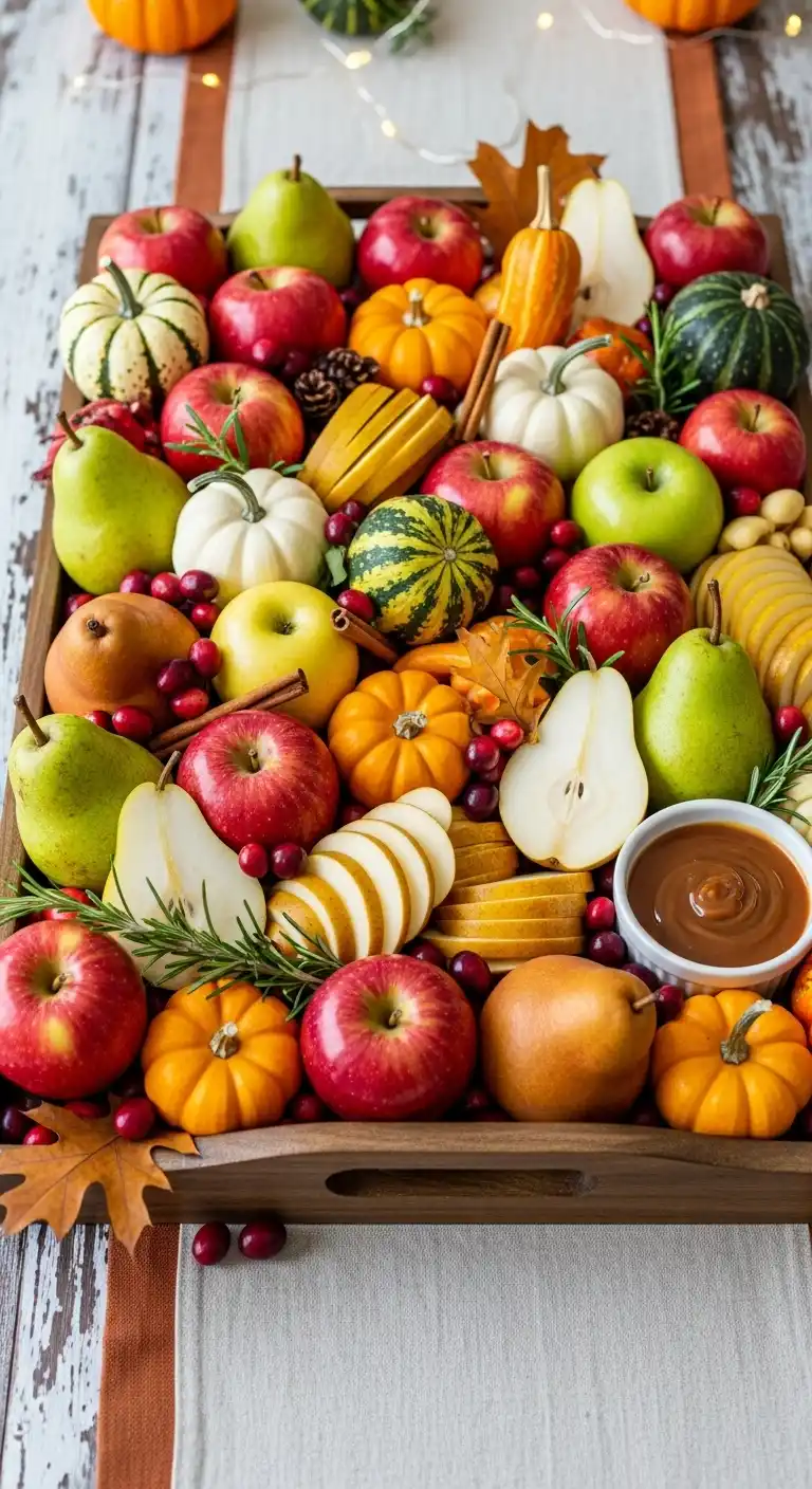 1. Harvest-Themed Apple and Pear Tray