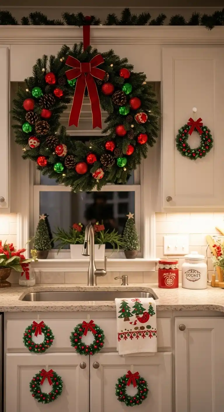 1. Mini Wreaths on Cabinet Doors