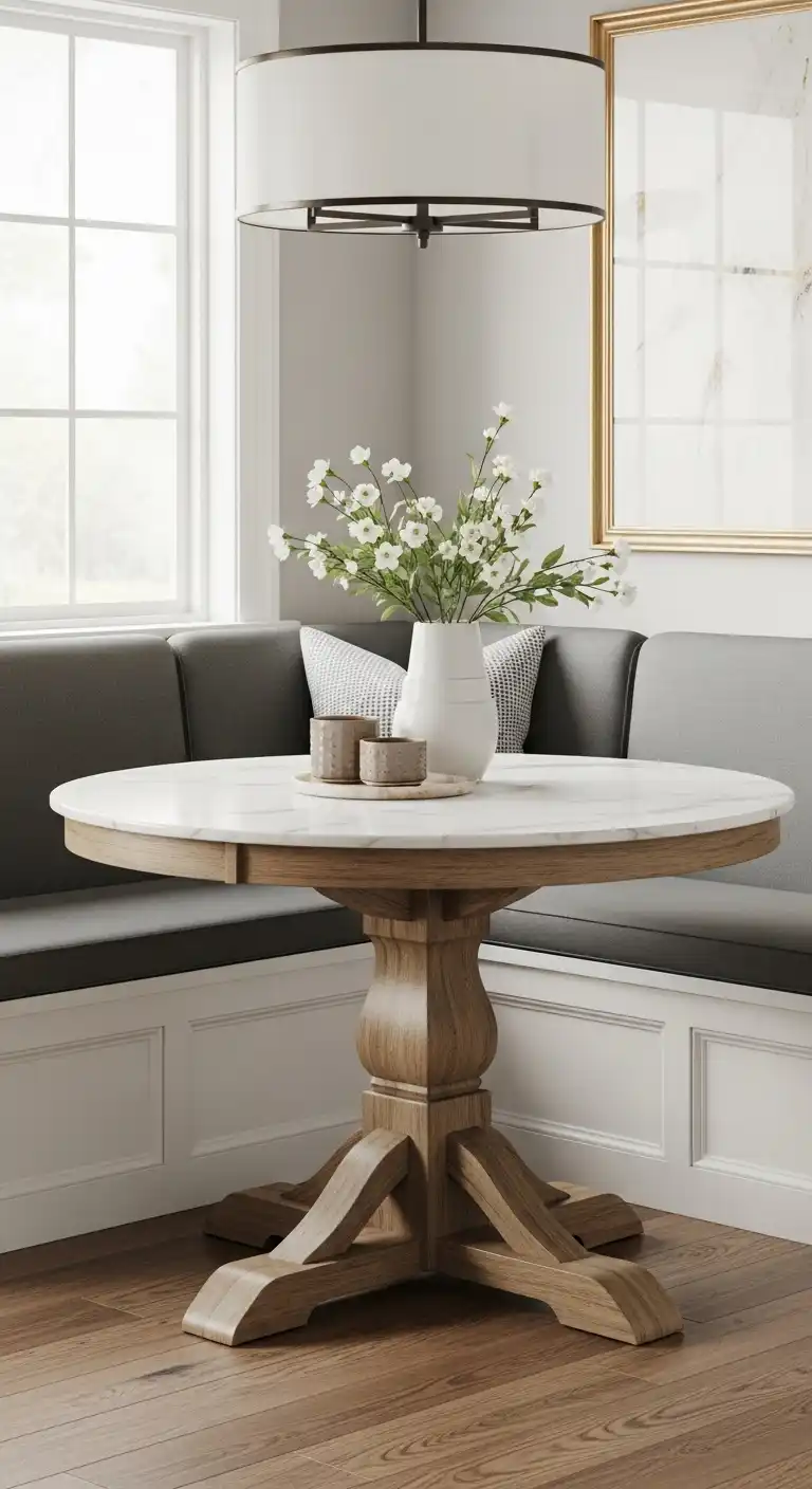 1. Round Pedestal Breakfast Nook Table