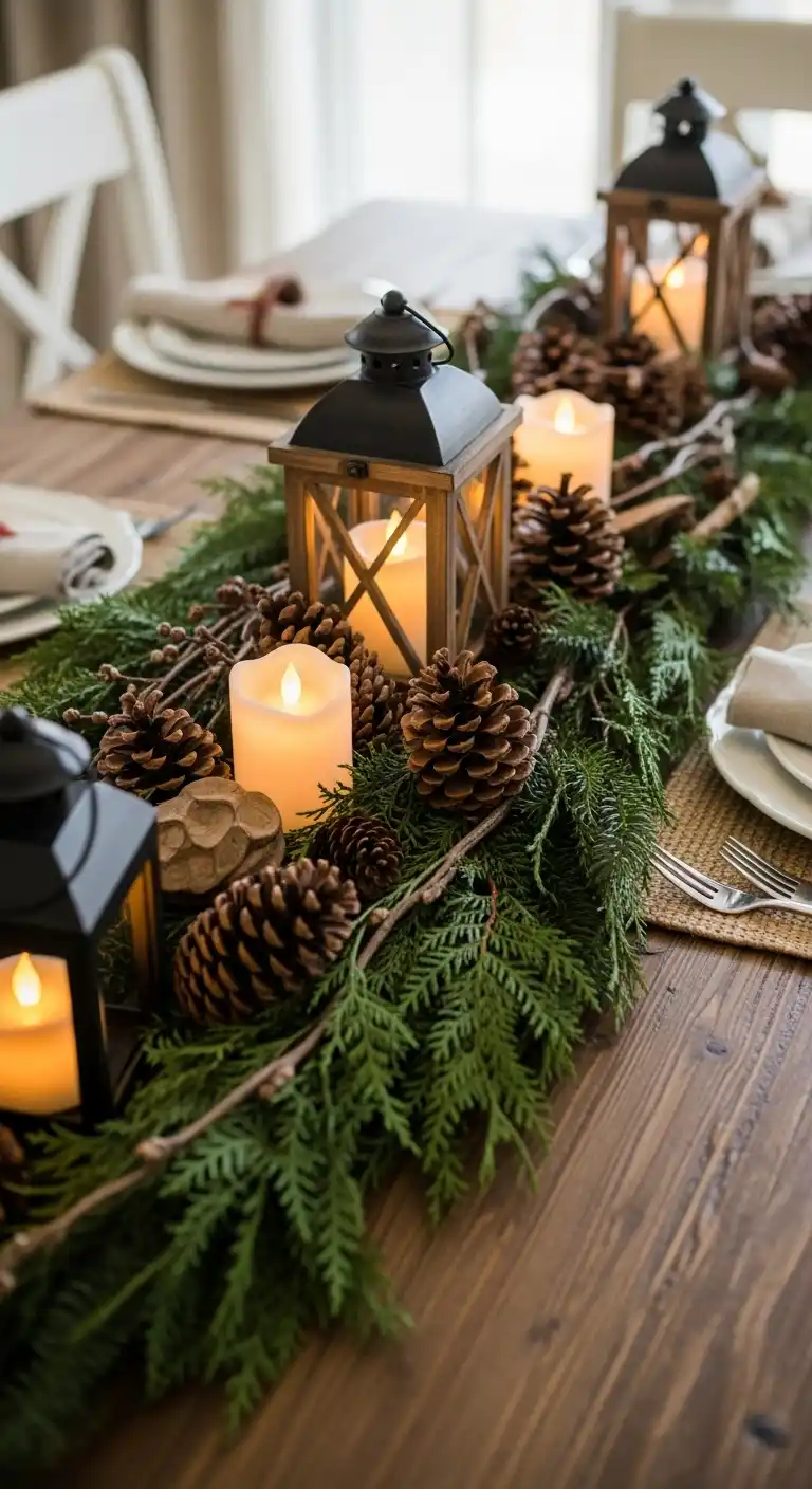 1. Rustic Pinecone and Greenery Centerpiece