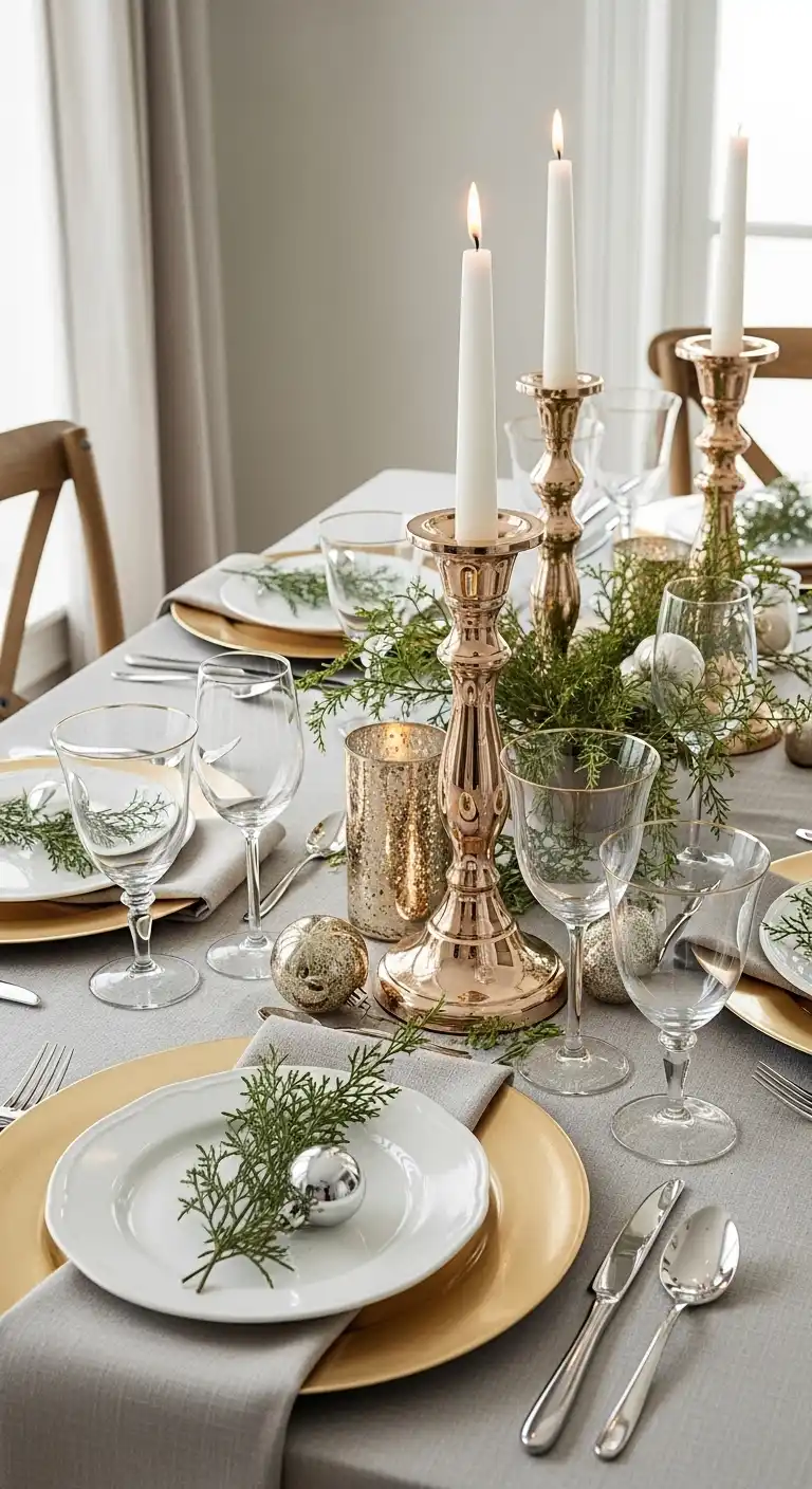 10. Glamorous Metallic Christmas Table