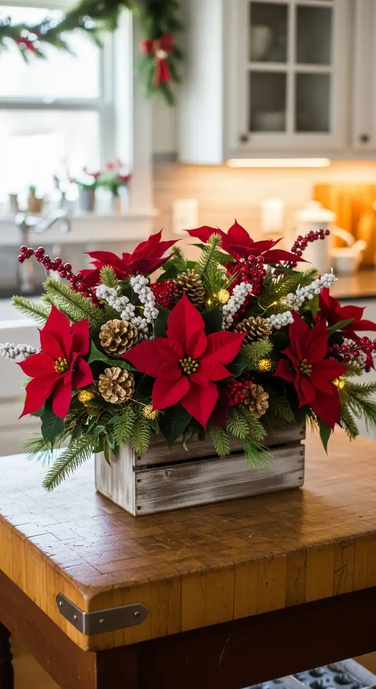 10. Poinsettia Arrangement for a Bold Christmas Touch