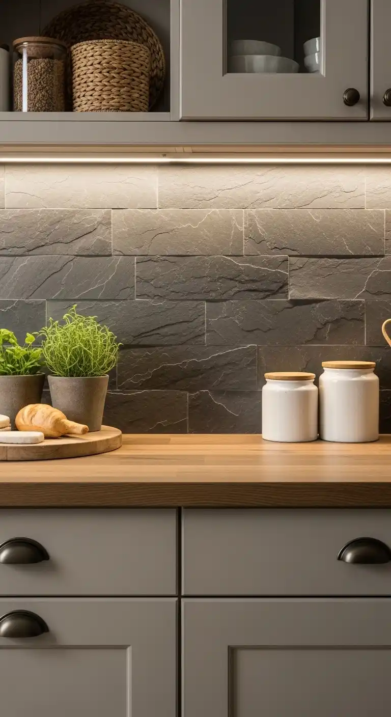 10. Slate Tile Backsplash