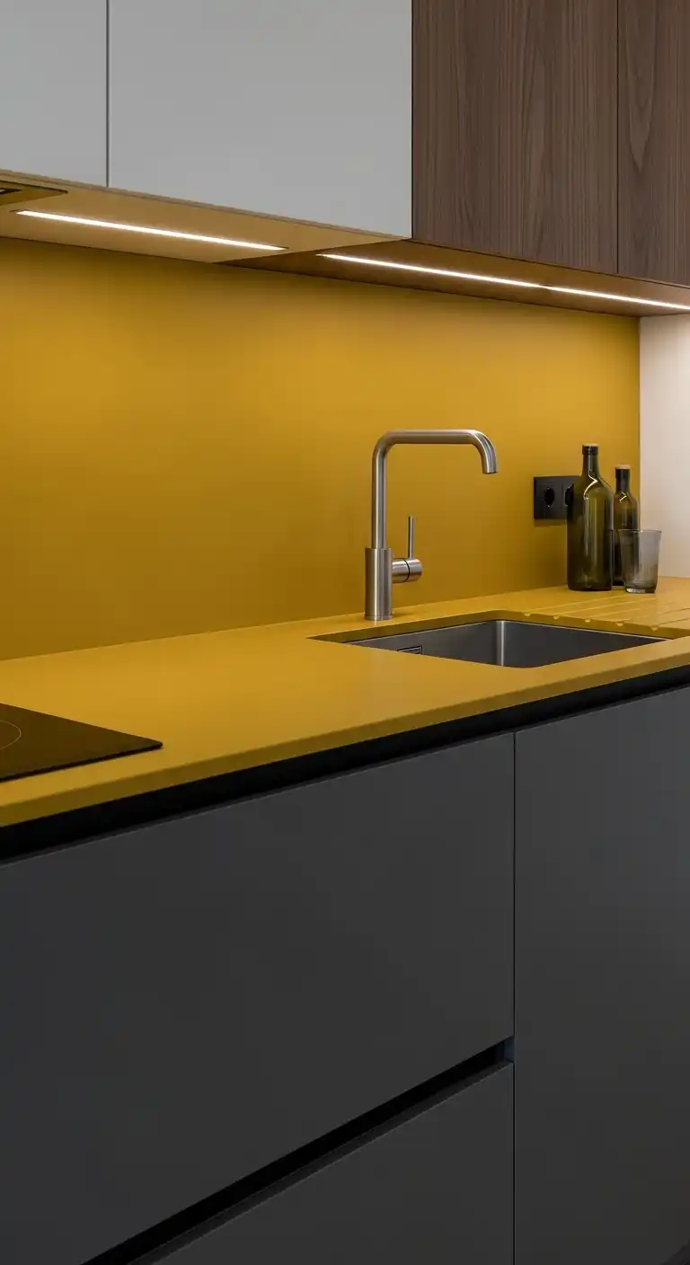 10. Sleek and Contemporary with Mustard Yellow