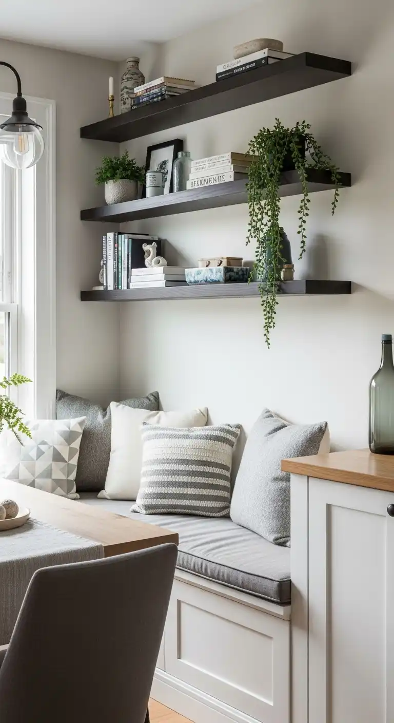 10. Window Seat With Floating Shelves