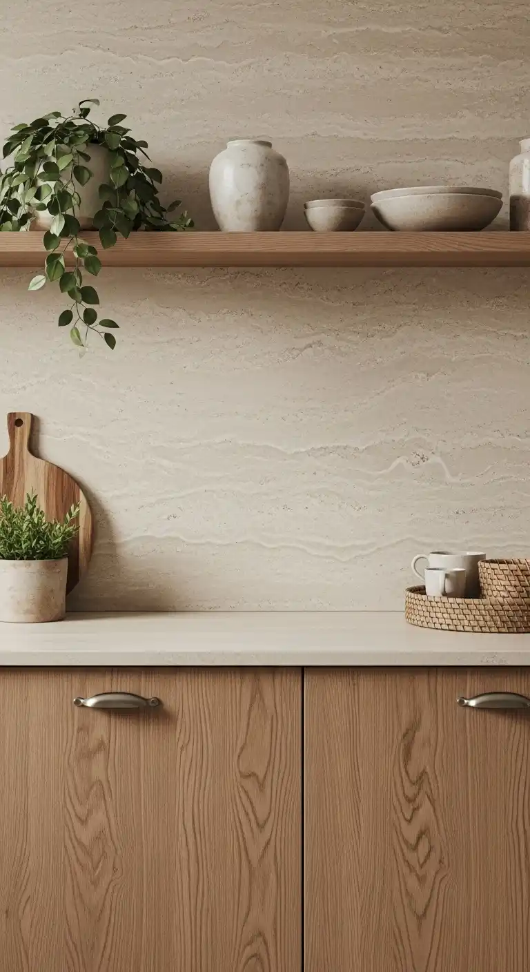 11. Beige Sandstone Backsplash